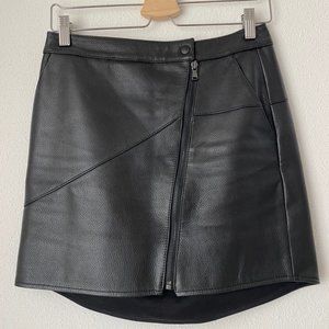 TIBI Black Leather Mini Skirt